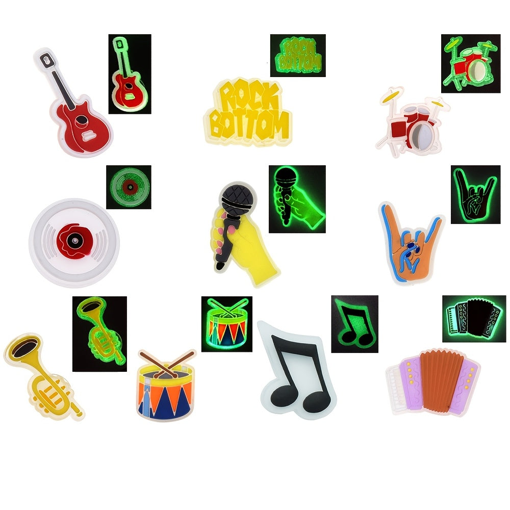 Unisex Plastic Luminous Music Shoe Charms Set for Sandals and Outdoor Shoes
