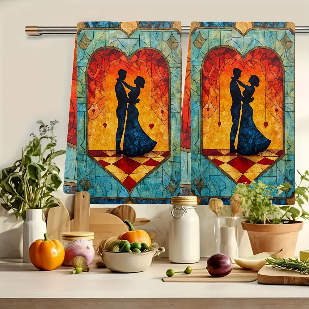 Juego de 2 toallas de cocina suaves con escena de pareja bailando, toallas decorativas