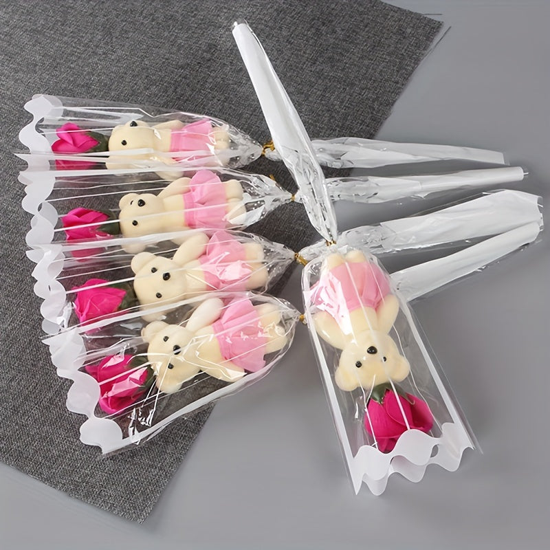 Sun'iy gul kompozitsiyasi, Valentin kuni sovg‘asi, ayiq bilan gulchambar, to‘y yoki uy bezatish uchun