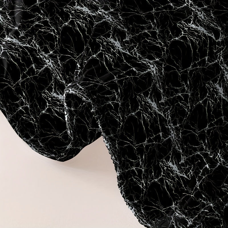 Marble Print Fitted Sheet Soft and Comfortable Deep Pocket Mattress Cover for Bedroom