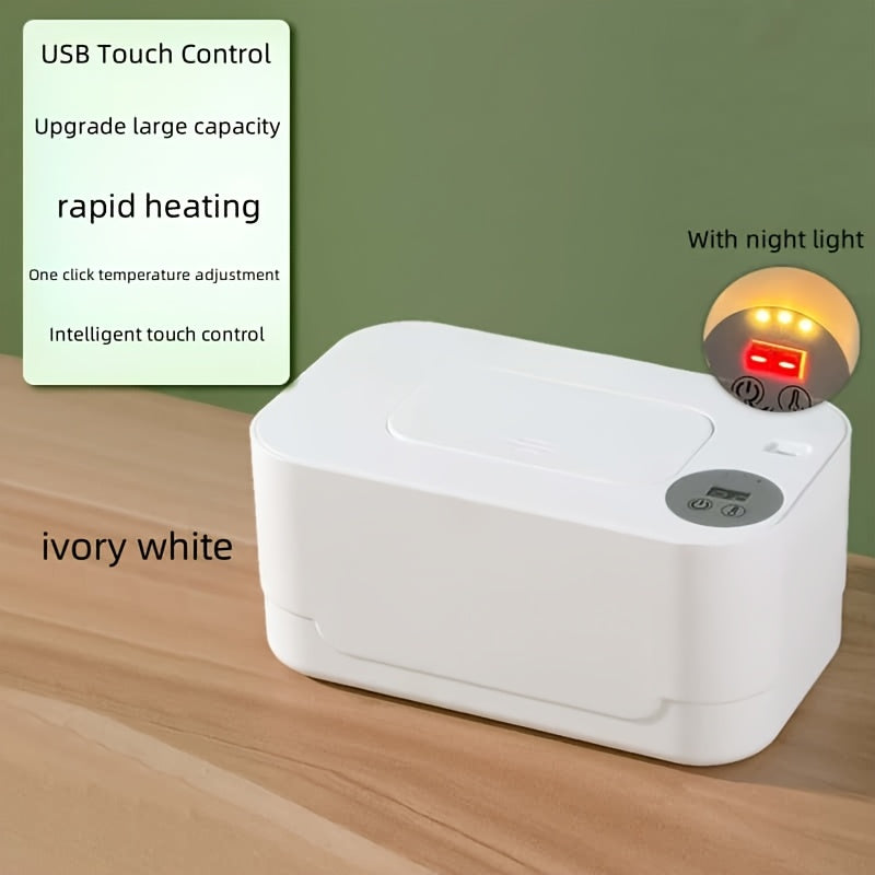 USB Heated Wet Wipe Dispenser Travel Portable Moisturizing White Multi-Functional