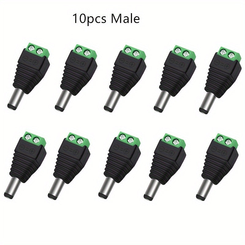 10 Pairs 12V DC Power Jack Connectors for LED Strip CCTV Camera Male Female