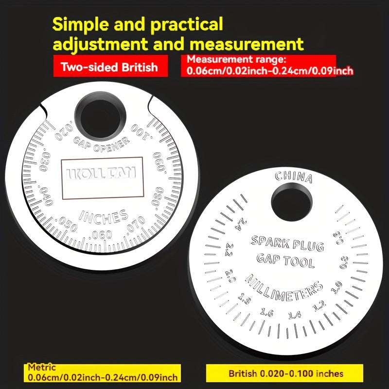 Spark Plug Gap Tool for Cars and Motorcycles, Dual-Sided Measuring, Durable Conductive Material