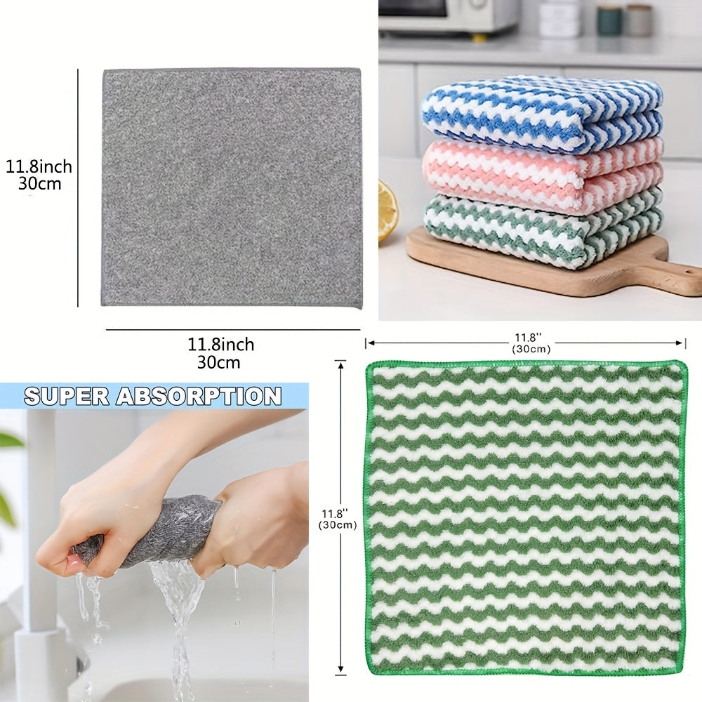 12pcs Bamboo Charcoal Fiber Kitchen Dish Towels Highly Absorbent Fast Drying Nonstick Washable