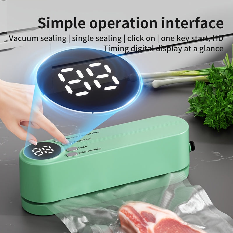5-in-1 Portable Vacuum Sealer with LED Display USB Rechargeable Food Preservation Kit