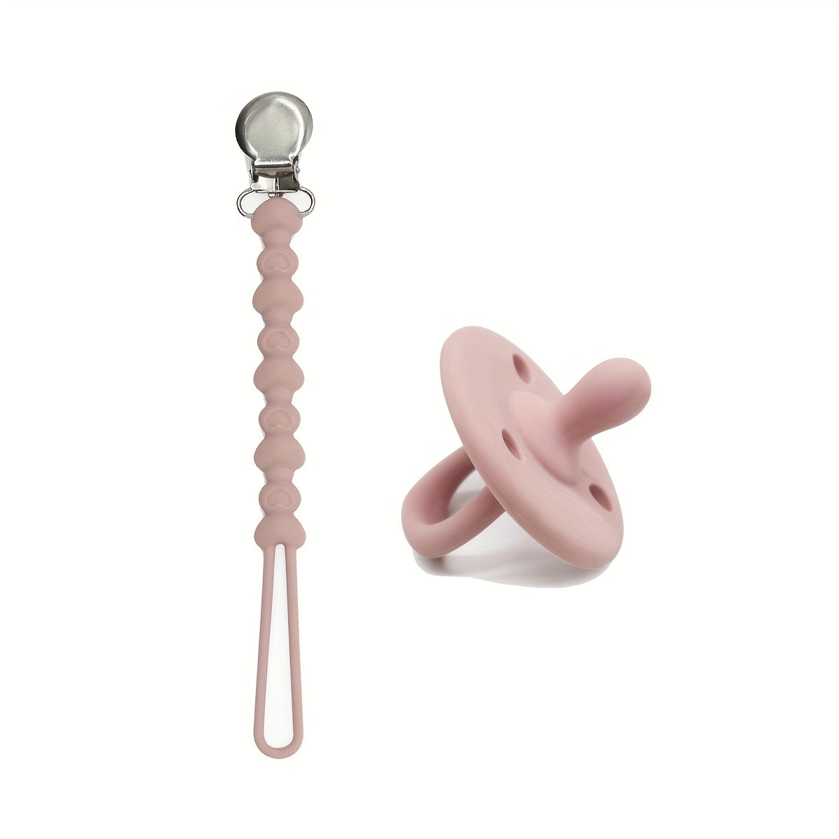 Baby Silicone Pacifiers Bundle of 2 with Pacifier Chains Food Grade Safe for Newborns