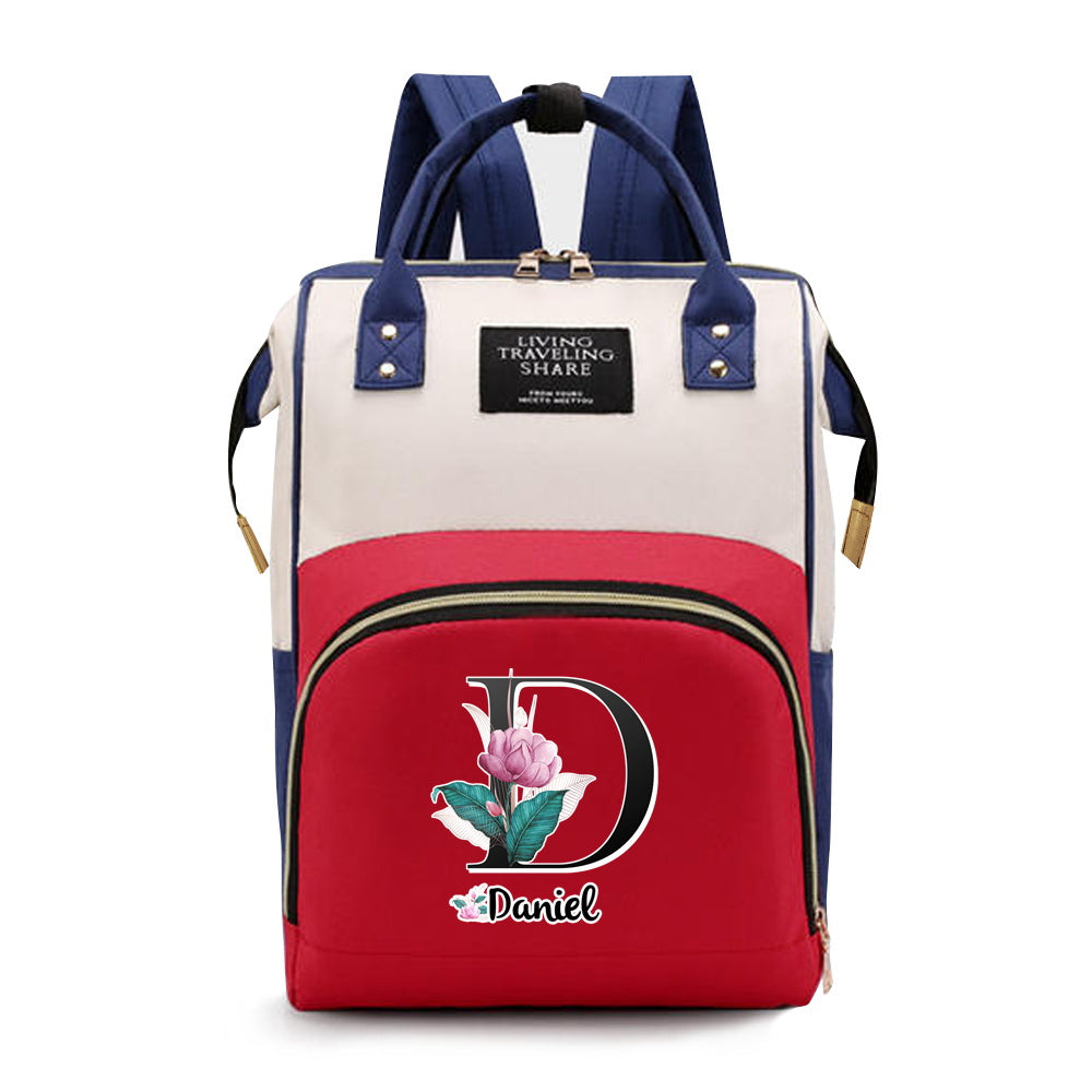 Персонализированная сумка для подгузников из оксфордской ткани с индивидуальными инициалами - Просторная сумка для мам с дизайном букв A-Z, идеальна для путешествий и повседневного использования, с карманами для бутылочек для женщин