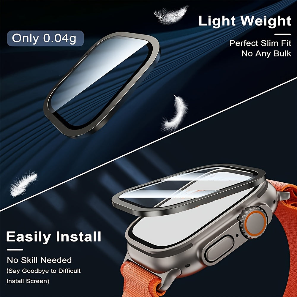 2pcs 9H Tempered Glass Screen Protectors for Apple Watch Ultra 2 1 49mm with Titanium Alloy Frame Scratch Resistant