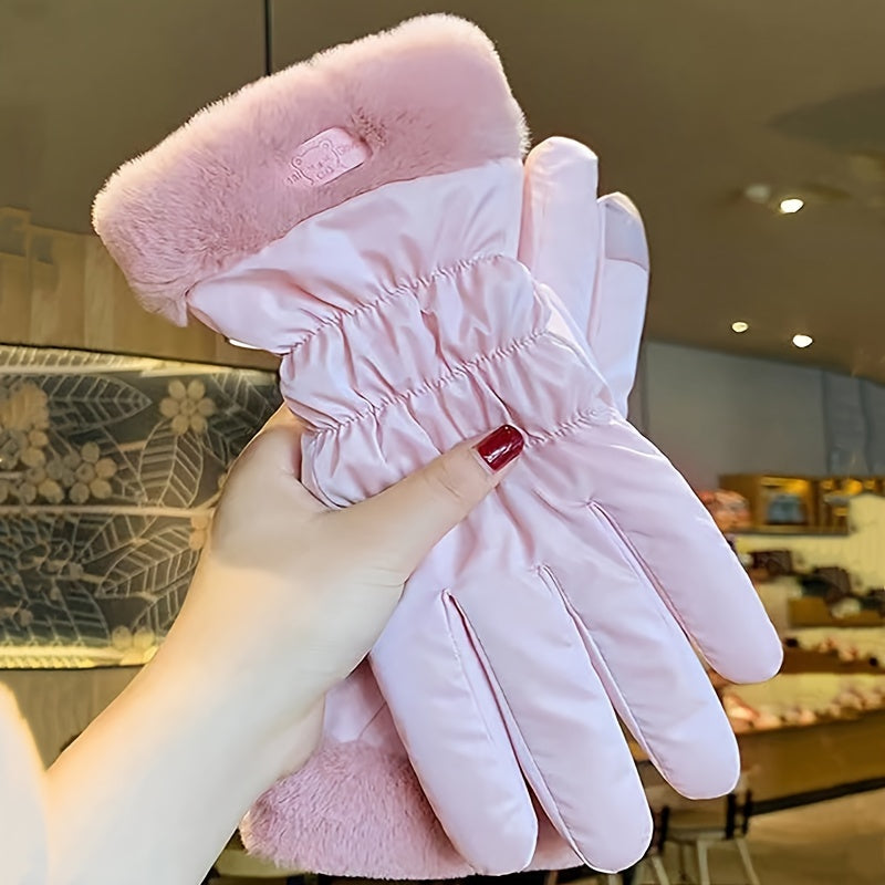 Women's Winter Gloves Touchscreen Compatible Fleece Lined for Skiing Cycling Outdoor