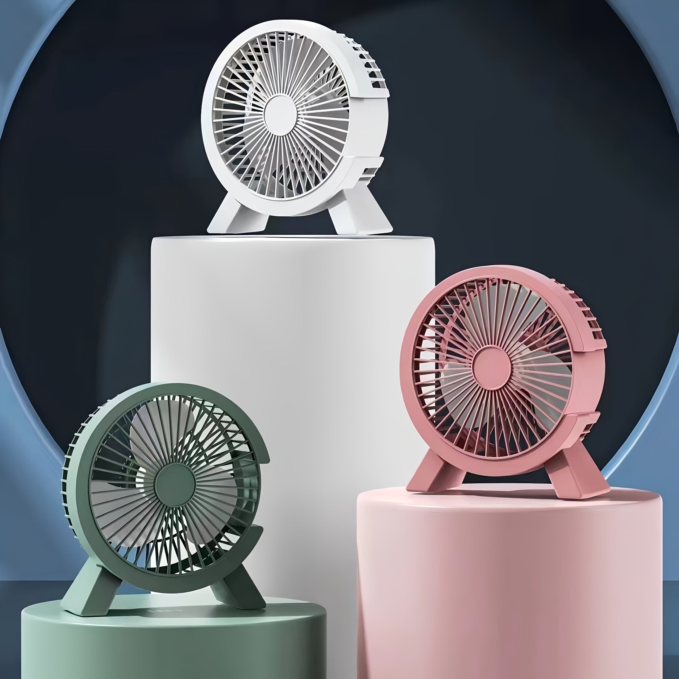Pink Green White USB Desk Fan for Home Office Quiet Compact USB Powered