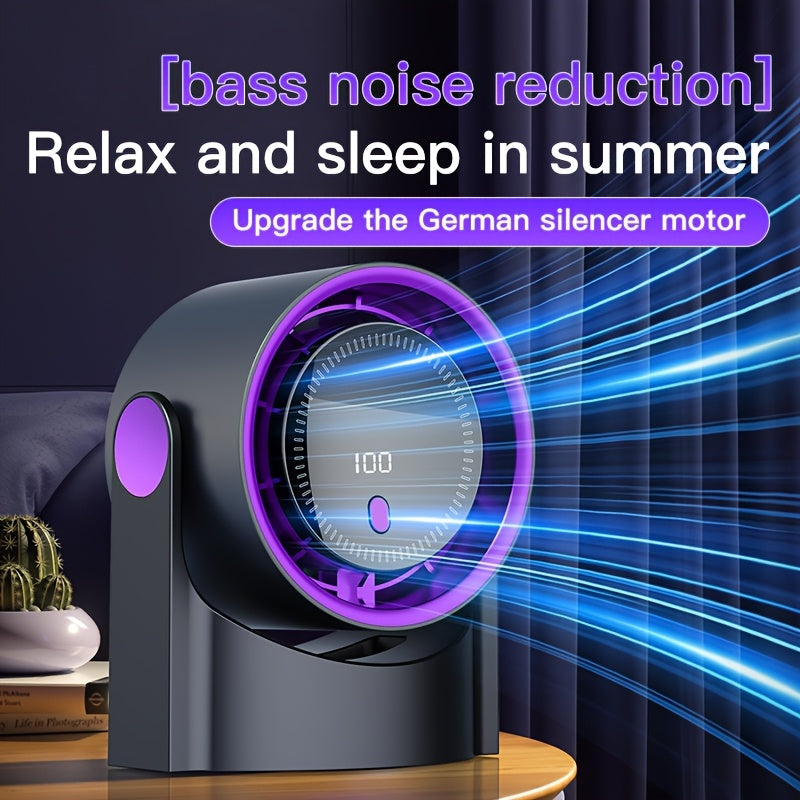 Portable USB Desk Fan Touchscreen Display 100 Speed Rechargeable Battery Office Bedroom Kitchen Camping