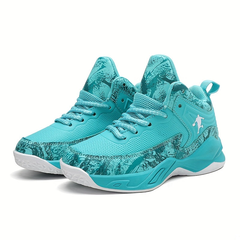 Youth Mid-Top PU Sports Sneakers for Boys and Girls Red Black TPR Sole Outdoor Casual