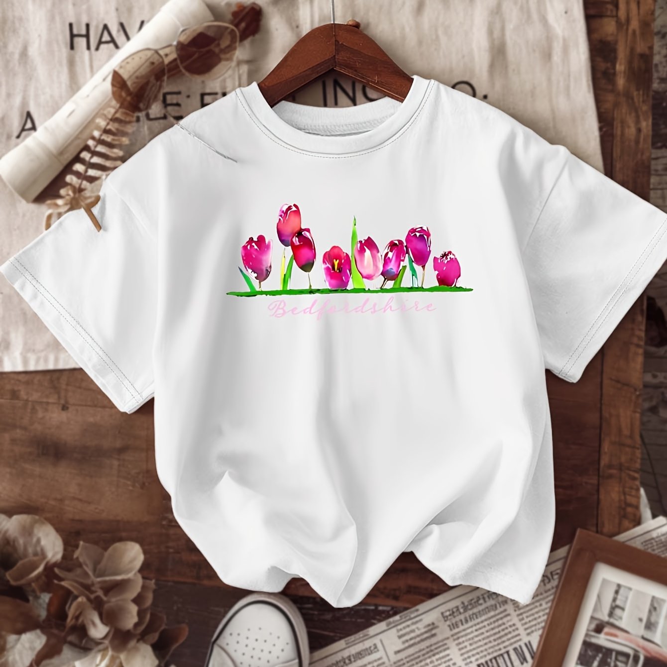 Women's Green Cotton T-Shirt Short Sleeve Casual Summer Top