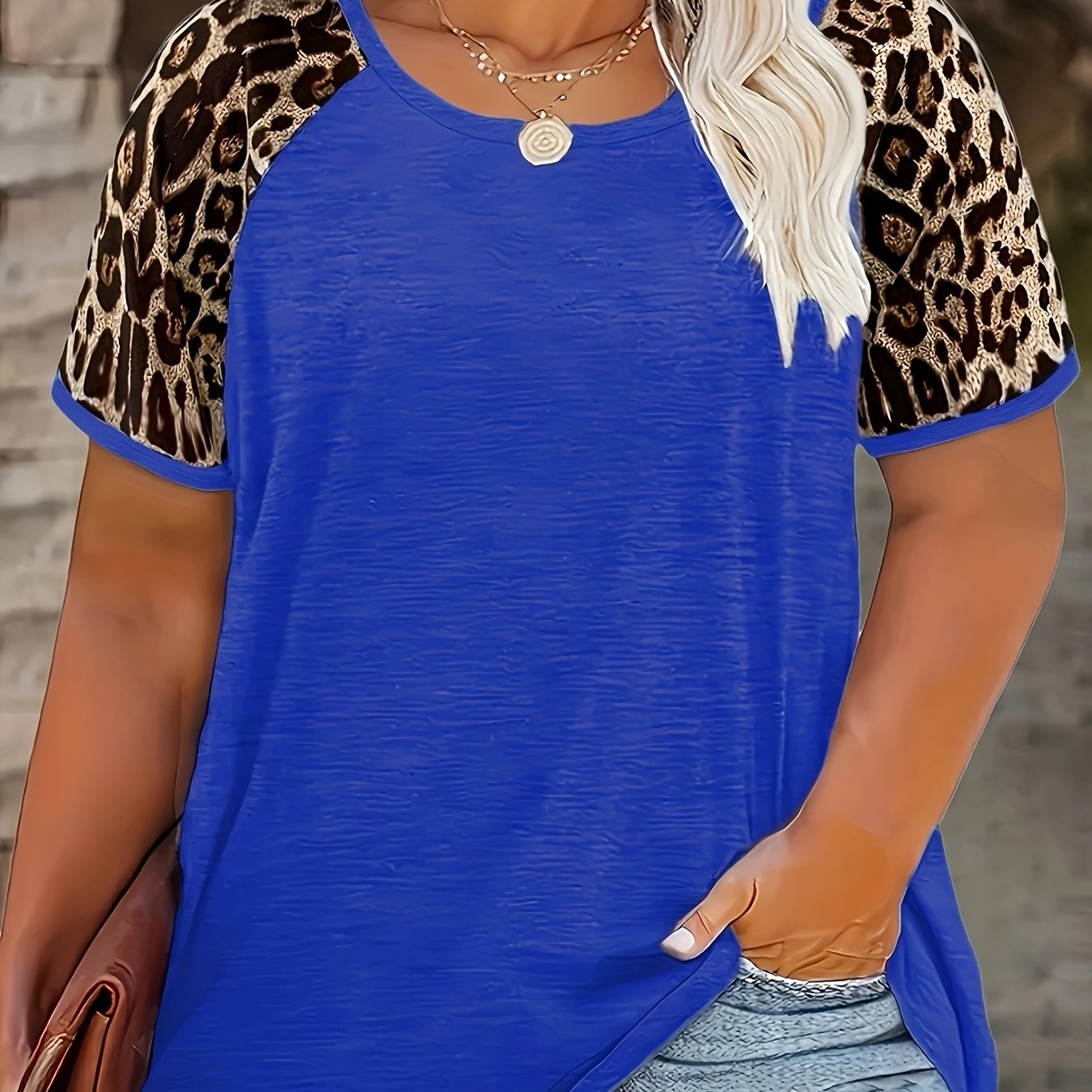 Ayollar uchun leopard bosma rang blokli qisqa ko'ylak, keng ko'lamli kundalik yozgi ko'ylak