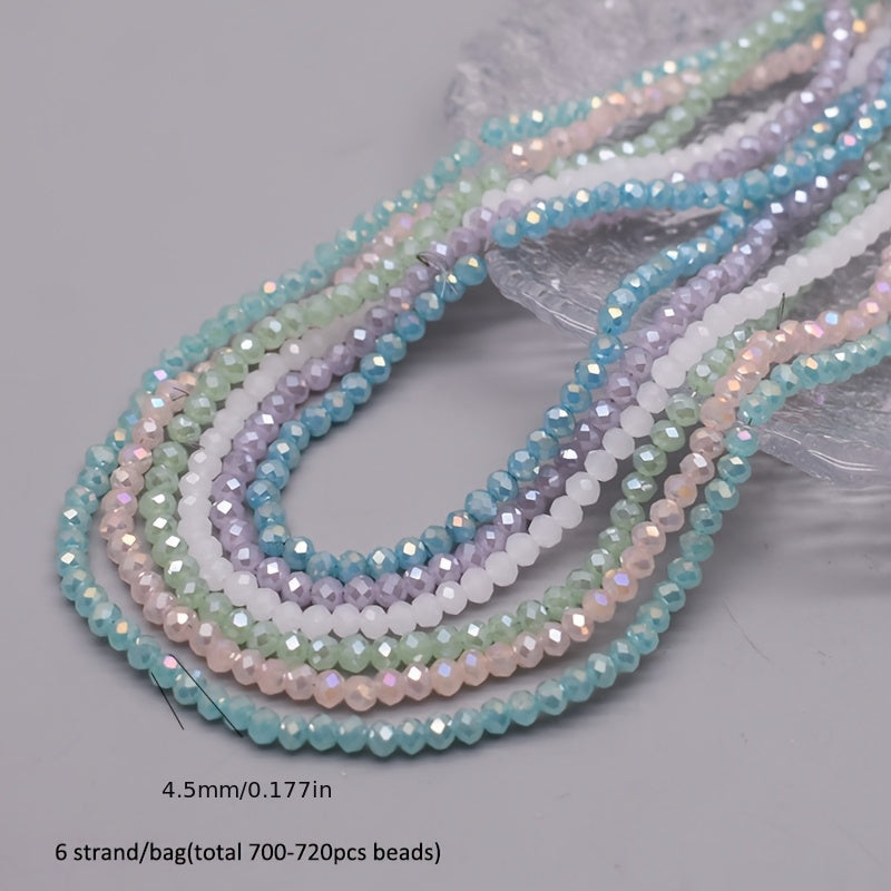 720 Pieces Faceted Glass Rondelle Beads 4mm for Jewelry Making and Crafts