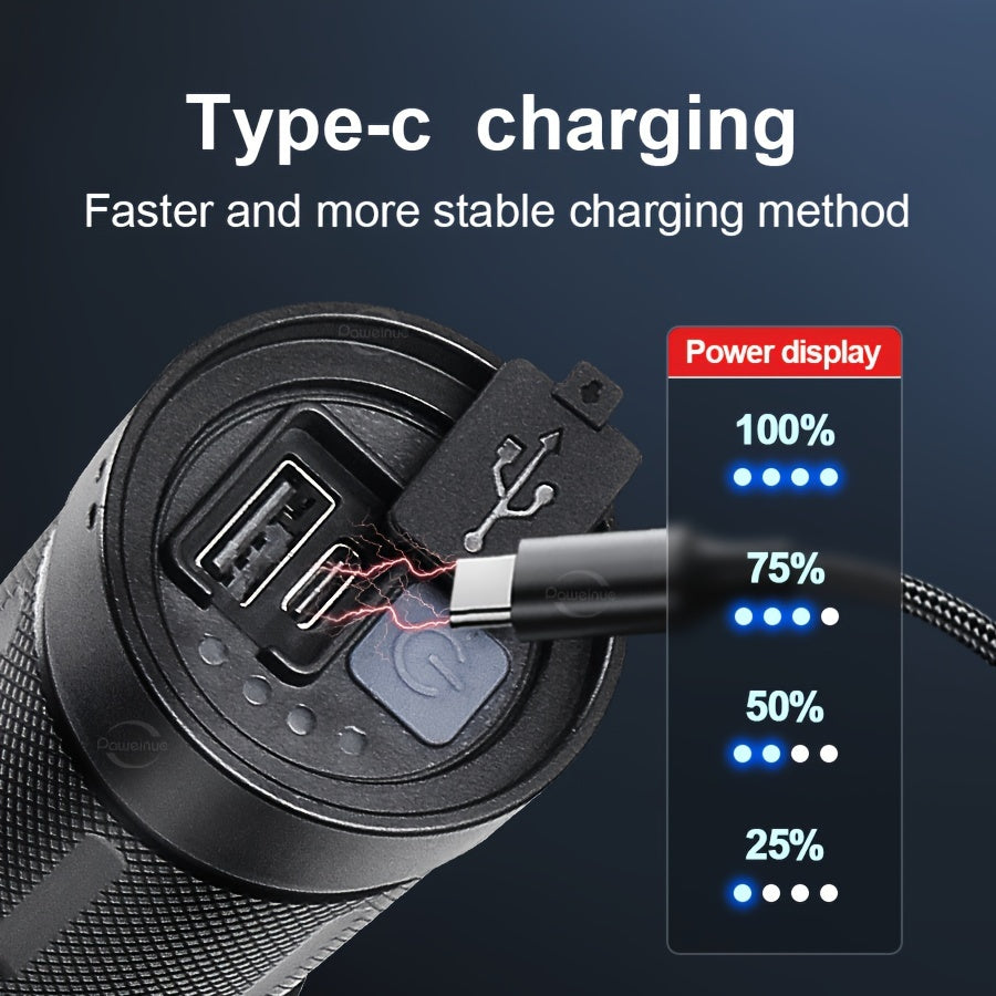 Super Bright LED Flashlight 12000mAh Rechargeable Battery Handheld Torch for Home Security Safety and Outdoor Use