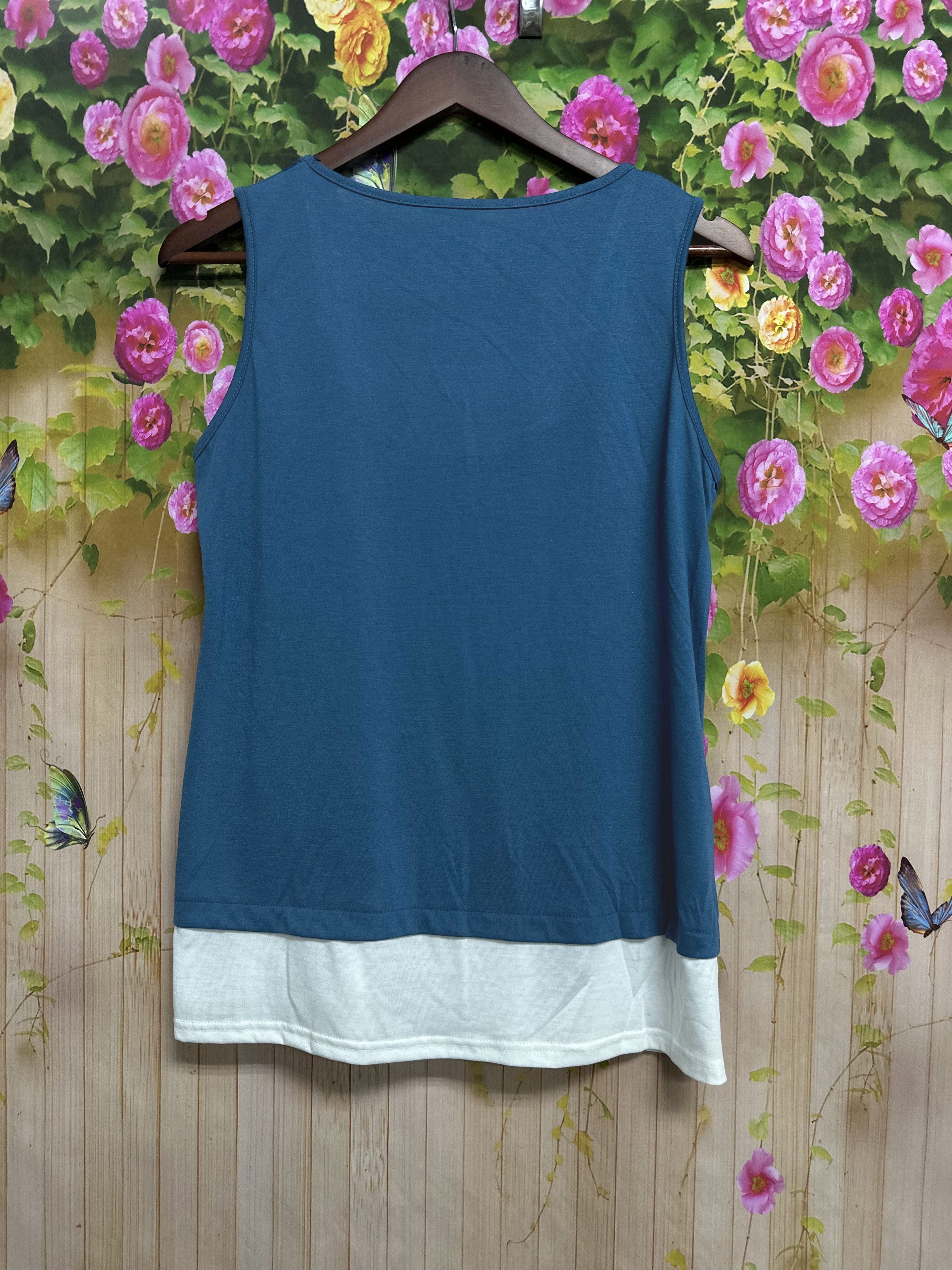 Plus Size Sleeveless Tank Top Casual Button Decor Summer Womens Clothing