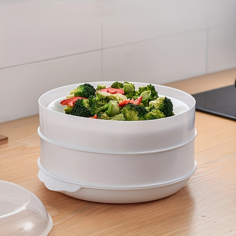 Keng Ko'p Qavatli Mikrotolqinli Pishirgich Splash Guard bilan - Guruch, Bulochka va Dumplinglarni Pishirish uchun Ideal - Mustahkam Plastik Qurilish, Quvnoq Tez Qizdirish