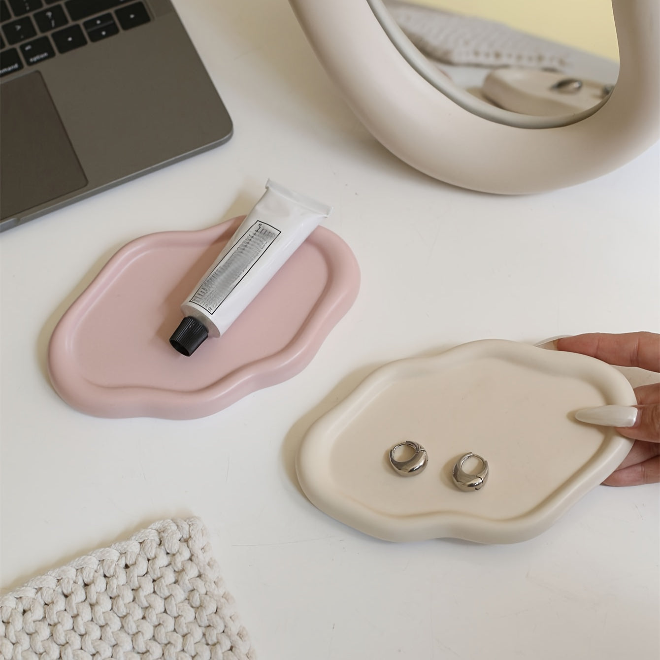 Ceramic Jewelry Tray Cloud-Inspired Organizer for Keys Watches and Accessories