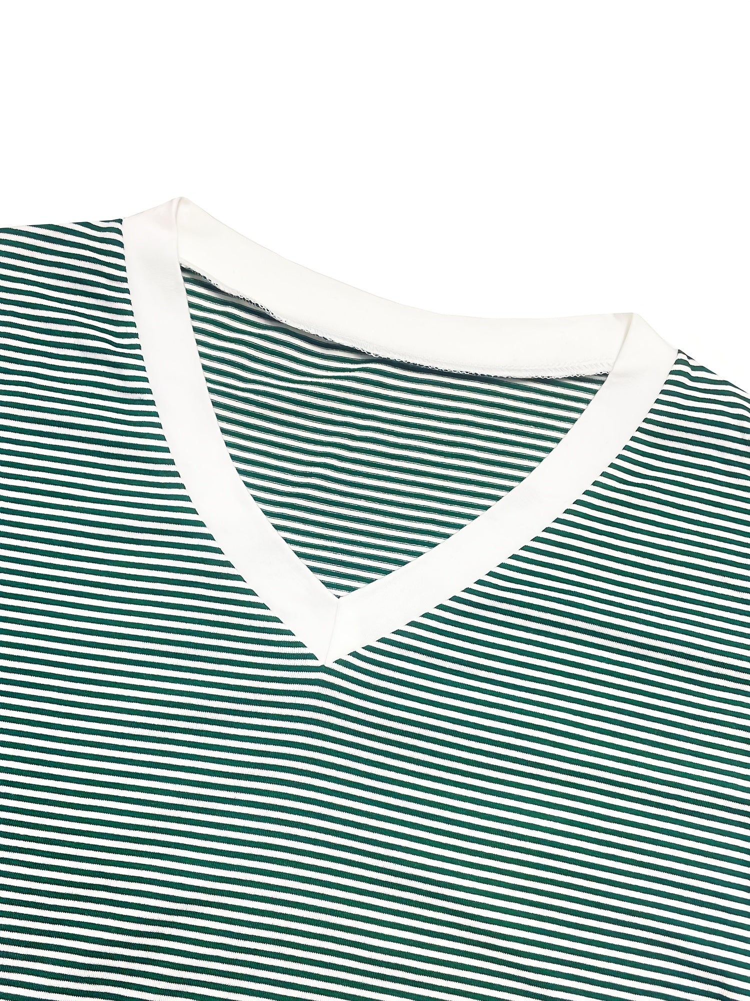 Adult Striped V-Neck Knit Loungewear Set with Long Sleeves and Pants