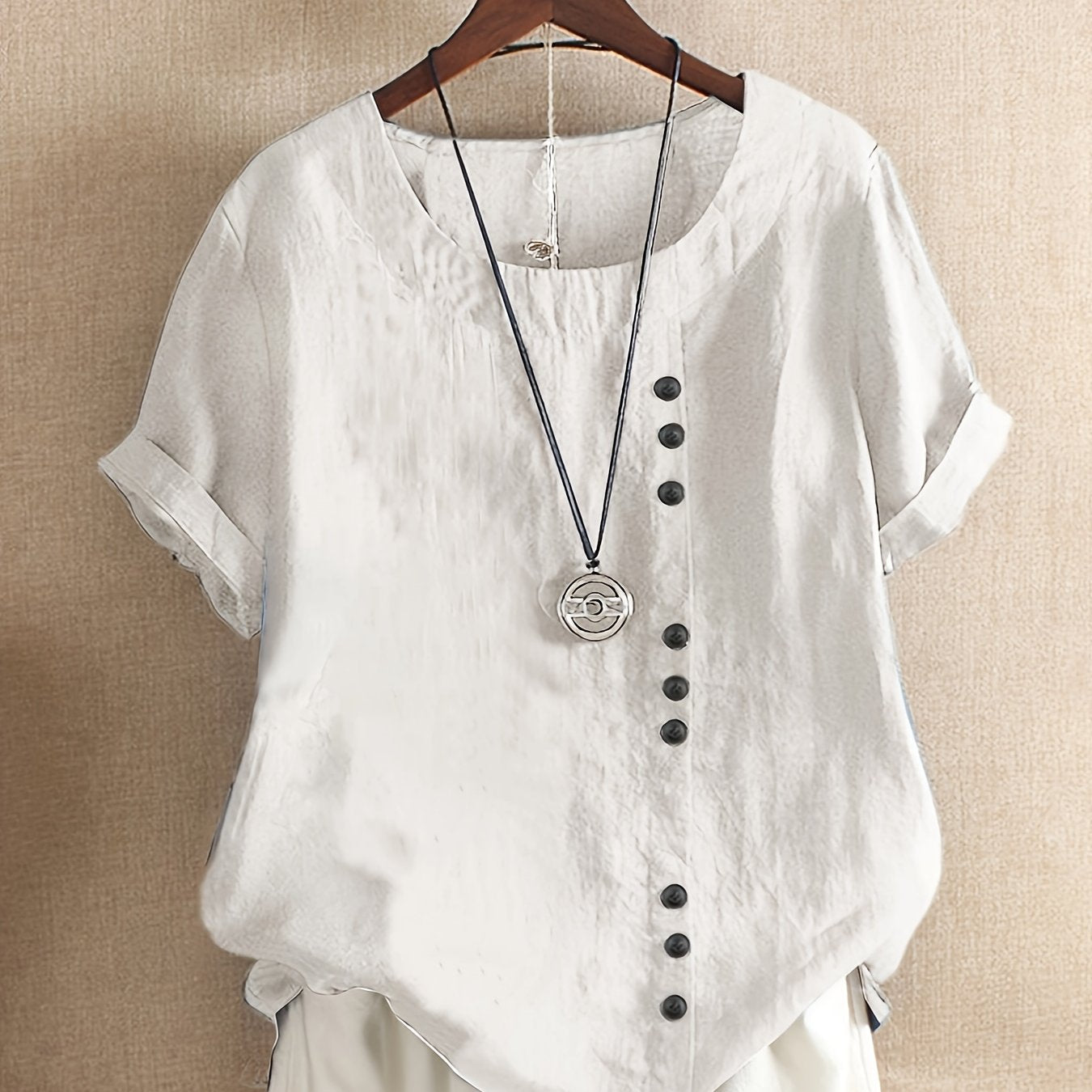 Women's Cotton Solid Color Button-Up Shirt for Spring and Fall