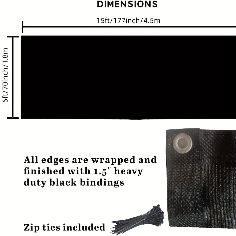 Black Plastic Mesh Garden Privacy Screen UV Resistant Wind Blocker Grommets Cable Ties