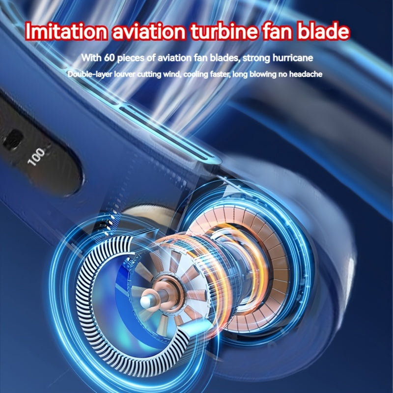 Portable Neck Fan with LED Display Rechargeable Hands-Free Bladeless Personal Fan 5-Speed