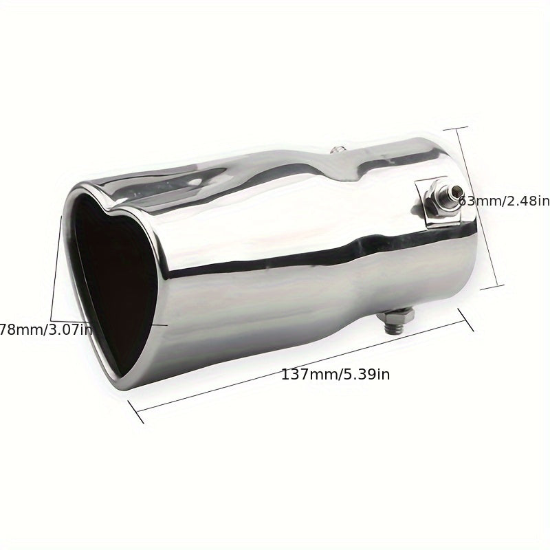Unisex Stainless Steel Heart Shape Car Exhaust Tips 2.5 Inch Silver Color