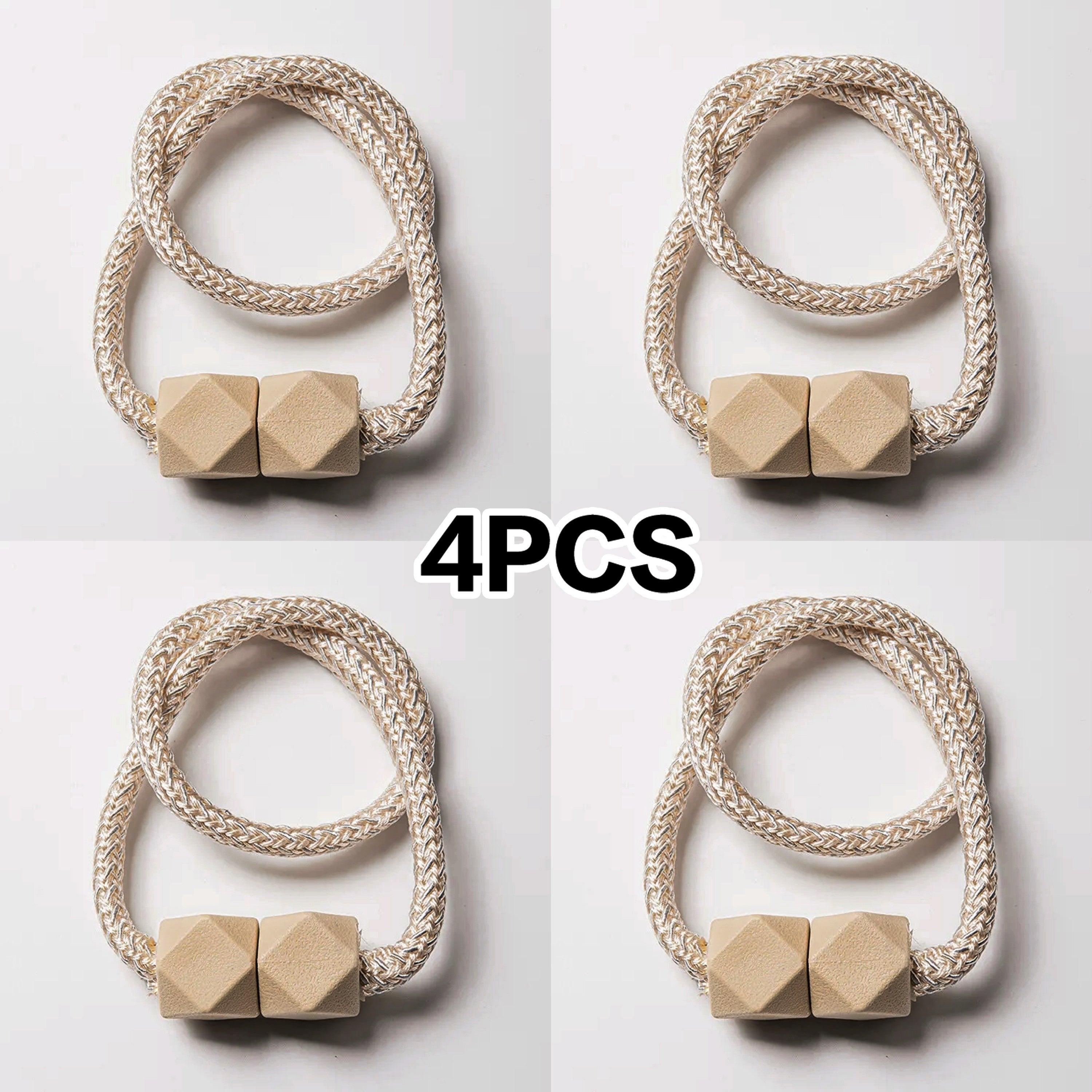 Cube Magnetic Curtain Tiebacks Set 4 Pieces Thick Rope Holdbacks for Bedroom Living Room
