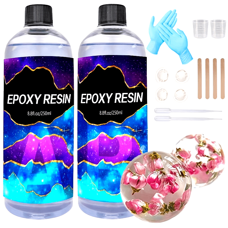 Epoxy Resin Kit with Measuring Cup Stir Stick and Gloves for Mold Casting Jewelry Making Crafts