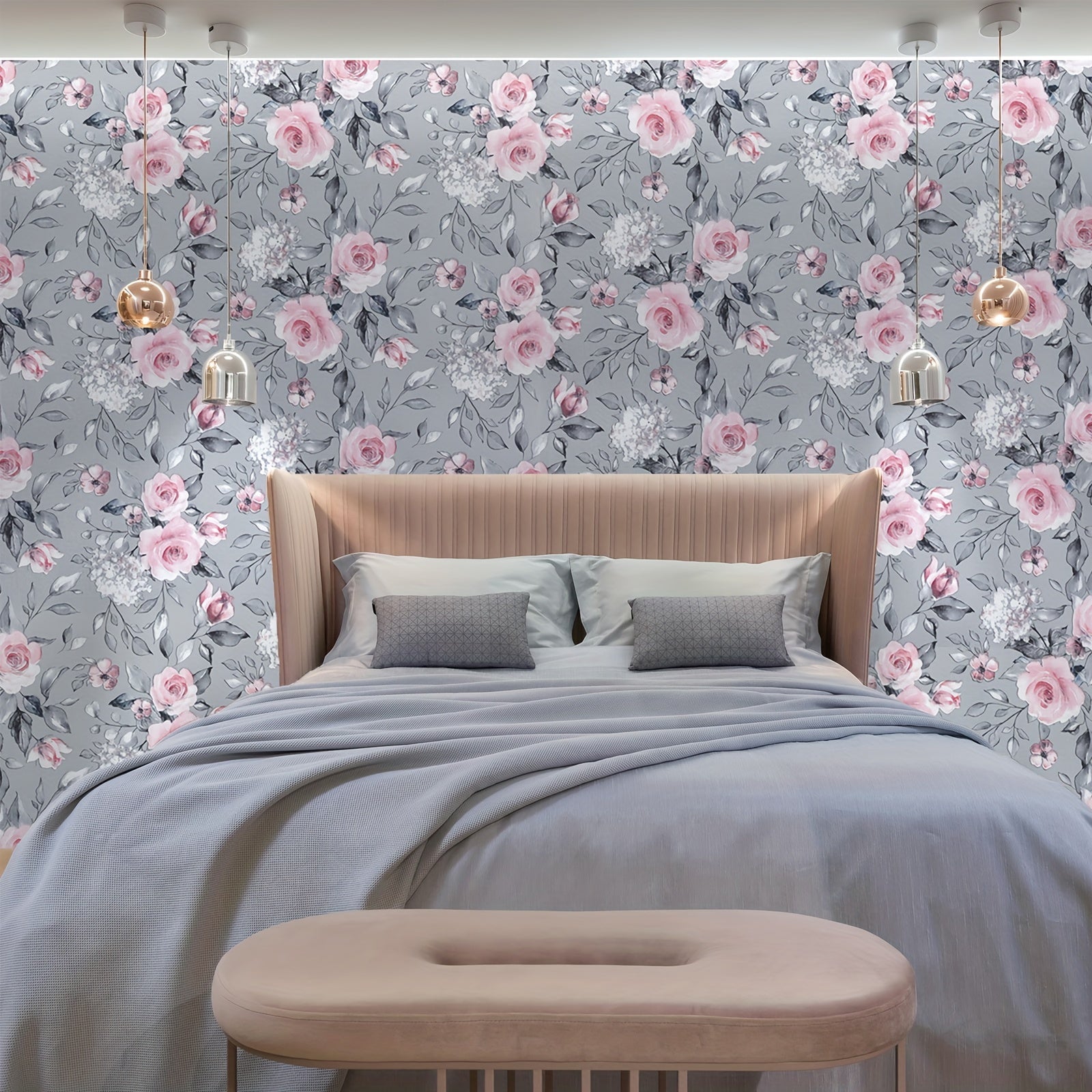 Pink Floral Self-Adhesive Wallpaper for Walls and Furniture 1 Roll