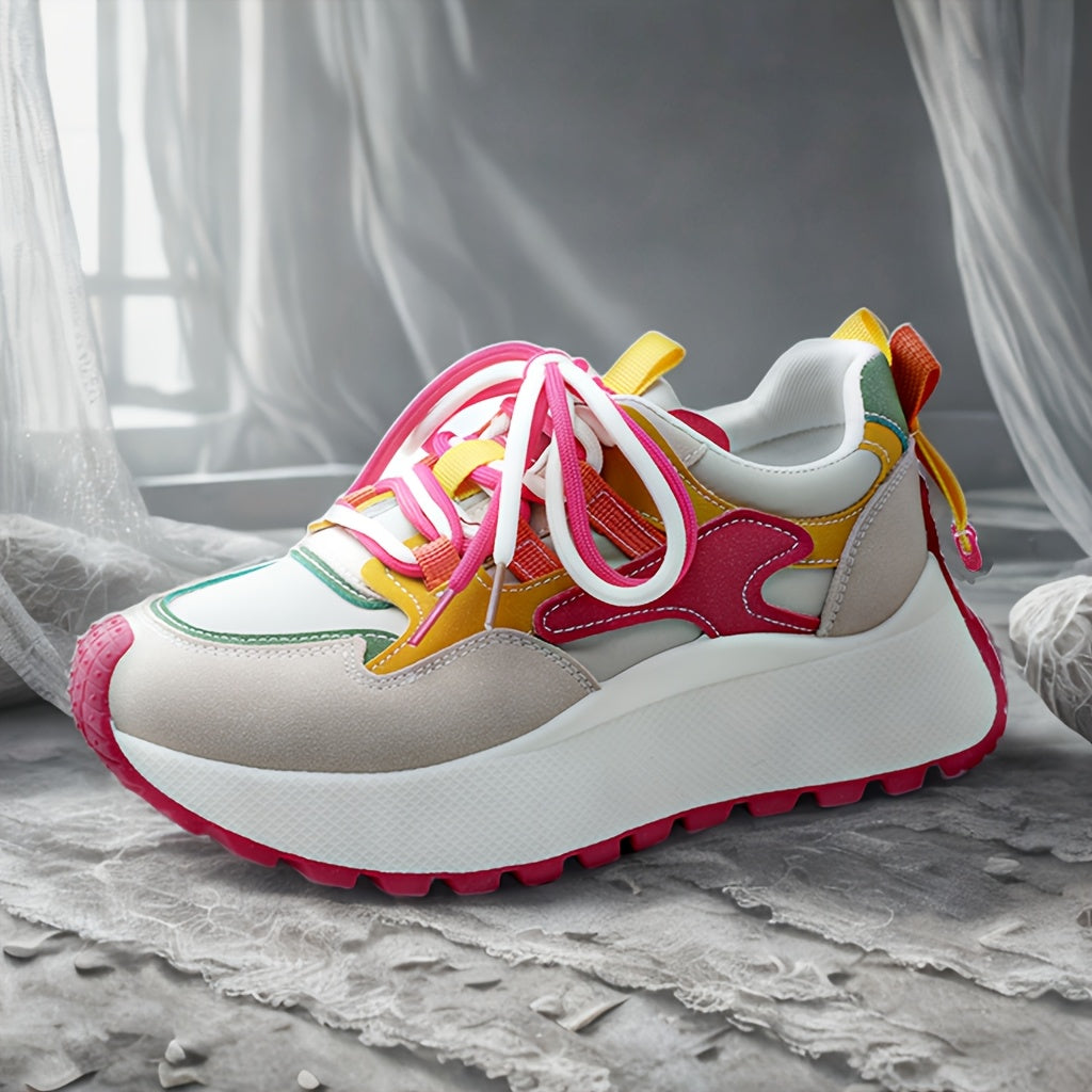 Zapatillas altas para mujer con cordones coloridos suela antideslizante para todas las estaciones
