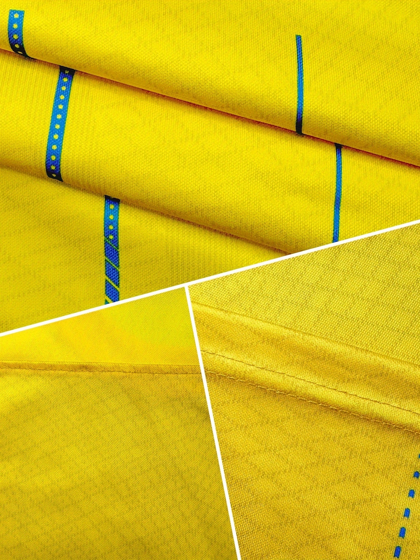 Yoshlar futbol formasi to'plami yorqin sariq va ko'k rangda, futbolka, shim va #7 raqami bilan paypoqlarni o'z ichiga oladi. Mustahkam polyesterdan tayyorlangan, yil davomida yuvish mashinasida yuvish mumkin.