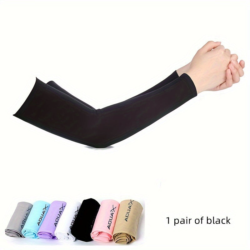 Mangas de brazo de tela de hielo de nylon elástico alto con protección UV para actividades al aire libre