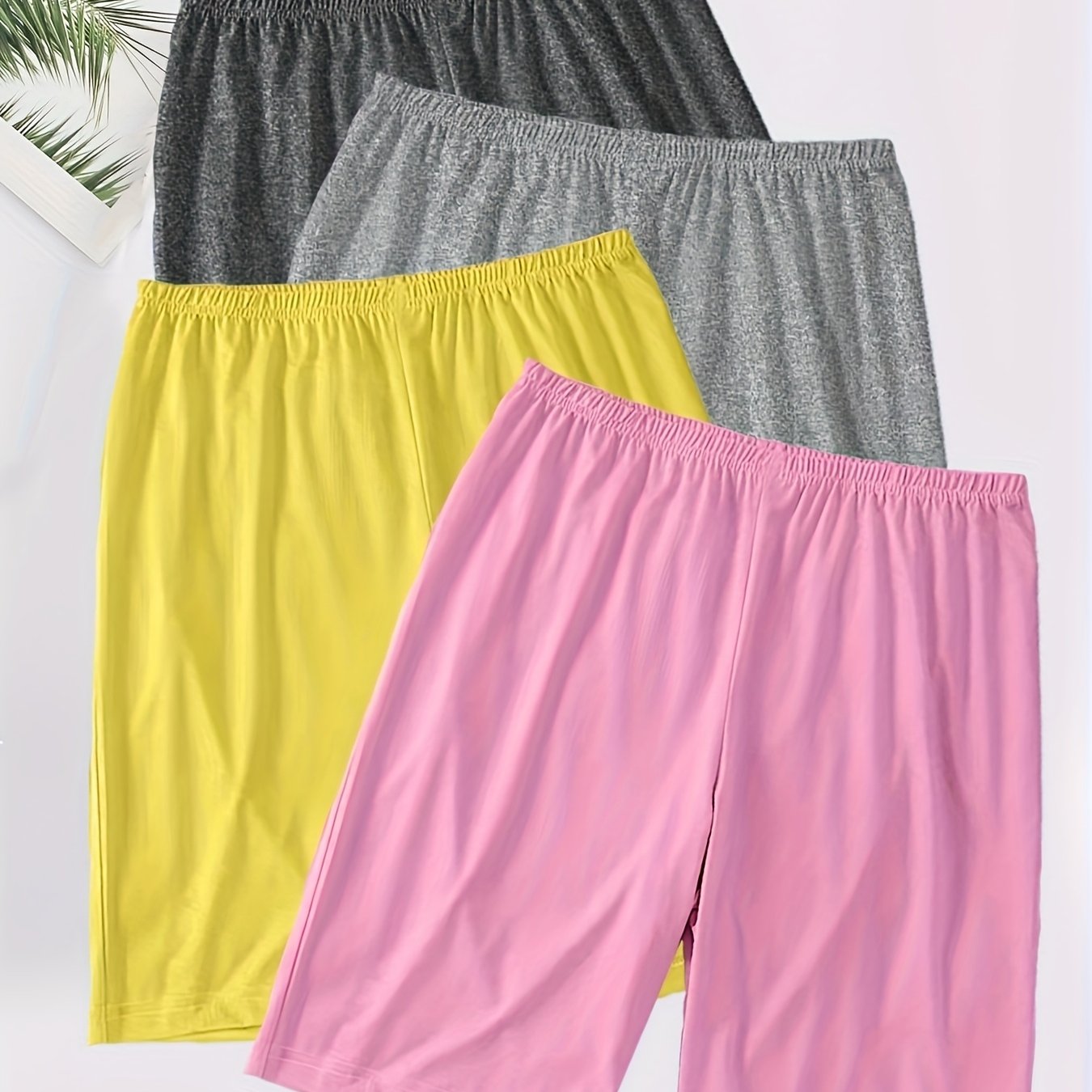 Ayollar uchun katta o'lchamli uyqu shorti, elastik bel, barcha mavsum uchun dam olish, 4 rang