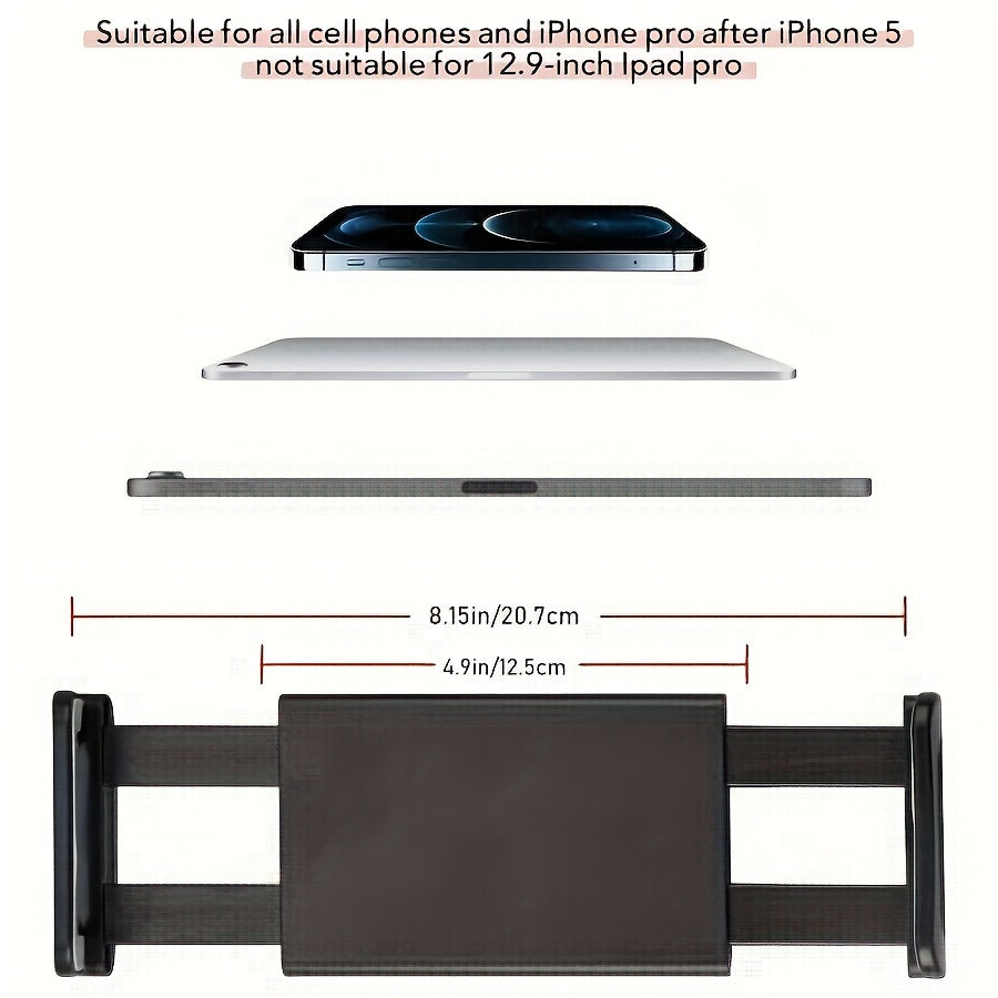 Soporte para teléfono y tableta para asiento trasero de coche, montaje en la parte trasera del vehículo, negro