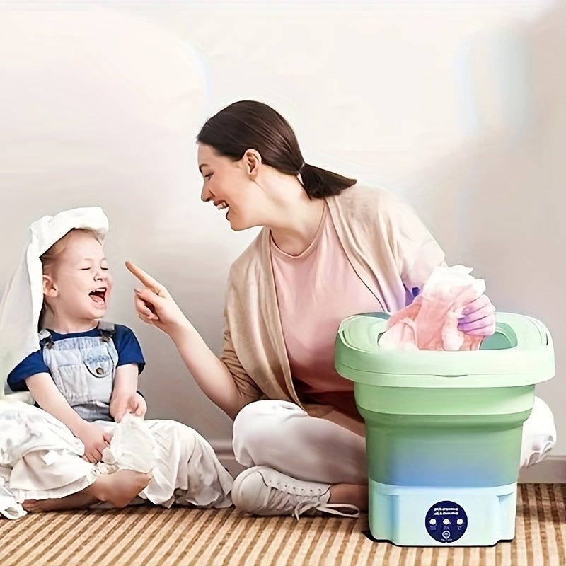 Portable 8L Electric Travel and Home Washing Machine with Touch Controls in Two Colors