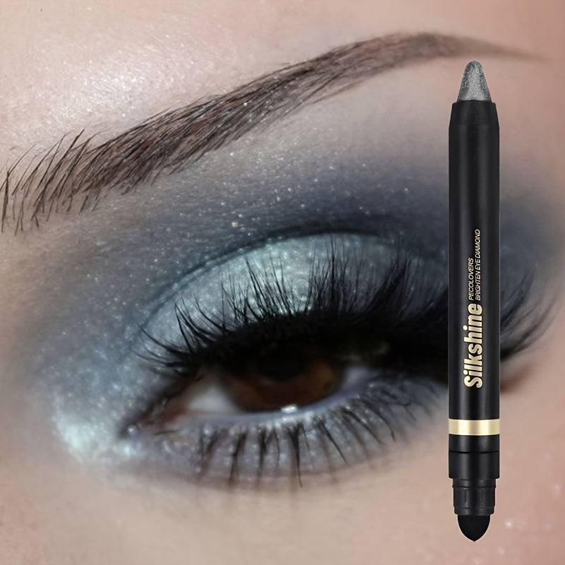 Lápiz de sombra de ojos metálico de doble punta, lápiz iluminador, de larga duración, verde, marrón, gris, azul
