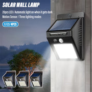 Solar Wall Light with Motion Sensor 20 LED Outdoor Security Garden Fence Garage