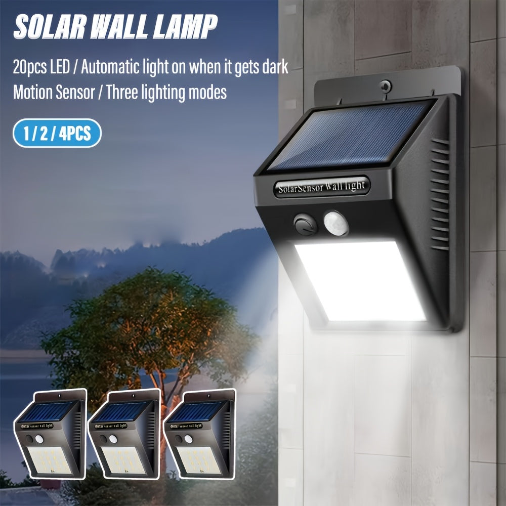 Solar Wall Light with Motion Sensor 20 LED Outdoor Security Garden Fence Garage