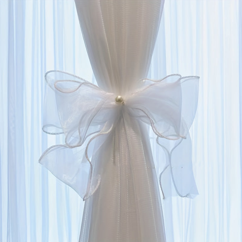 Set of 2 French Lace Curtain Tiebacks with Bowknot for Sheer Curtains