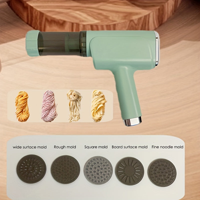 Electric Pasta Maker Handheld USB Rechargeable with 5 Molds Multipurpose Kitchen Tool