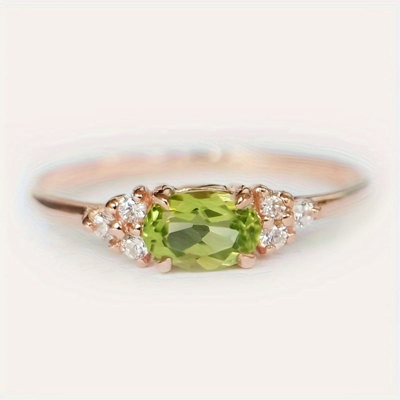 Women's Peridot and Zirconia 925 Silver Ring for Weddings and Parties