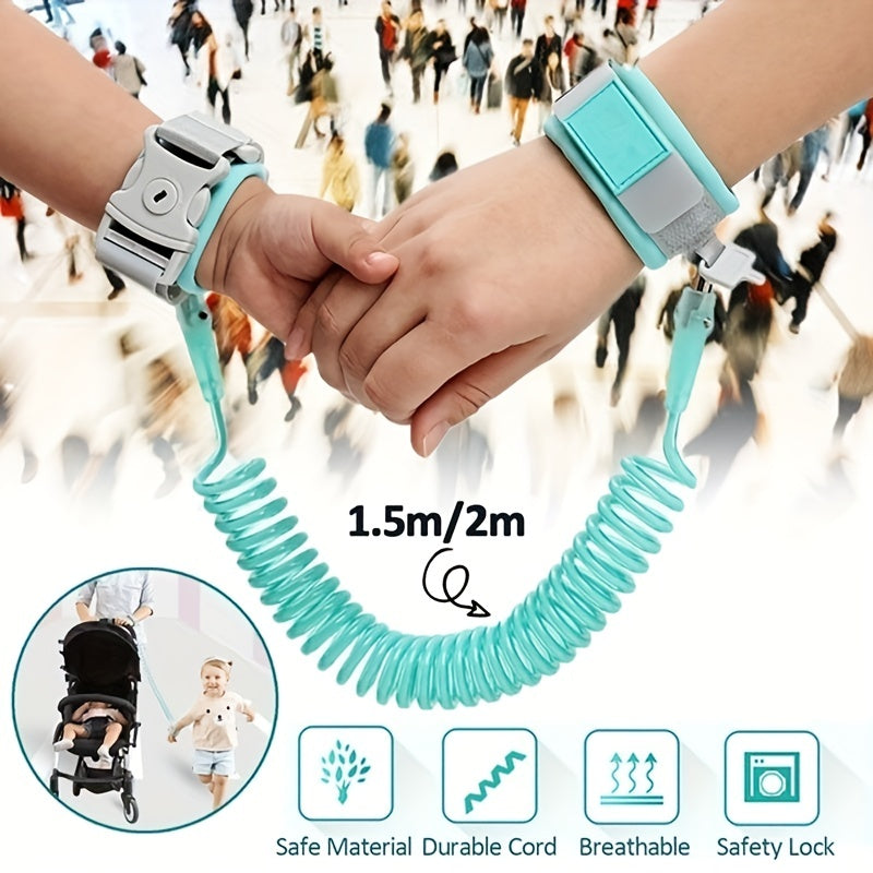 Kids Safety Wrist Strap Blue TPU Anti-Lost Walking Harness Adjustable Cord for Active Children