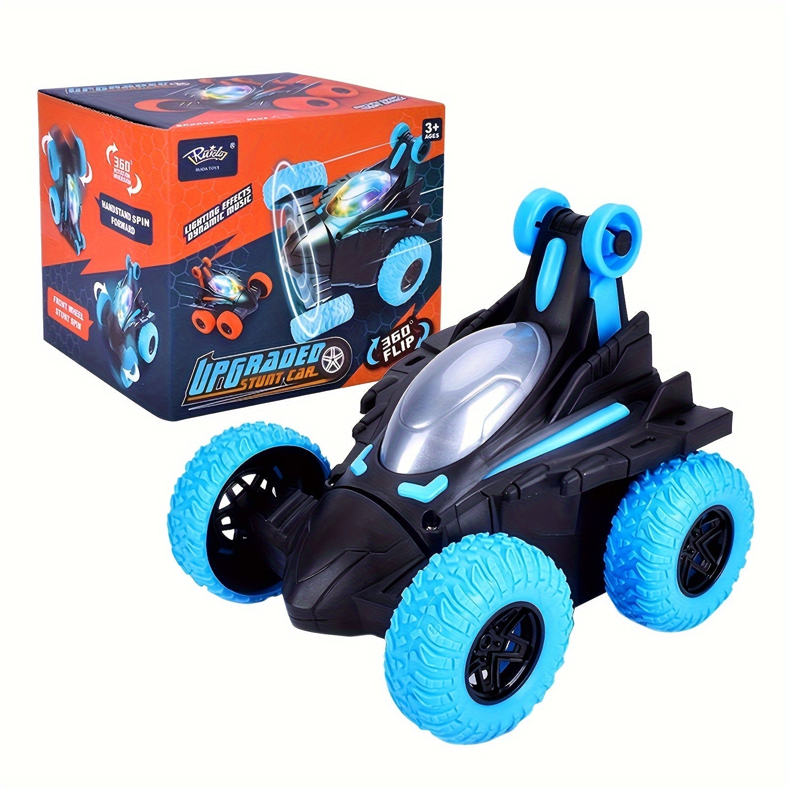 "Bolalar uchun 360-daraja aylanuvchi avtomobil o'yinchoq, chiroqlar va musiqa bilan, batareyada ishlaydigan plastikdan yasalgan, masofadan boshqarish pultiga ehtiyoj yo'q, o'g'il va qizlar uchun mos"