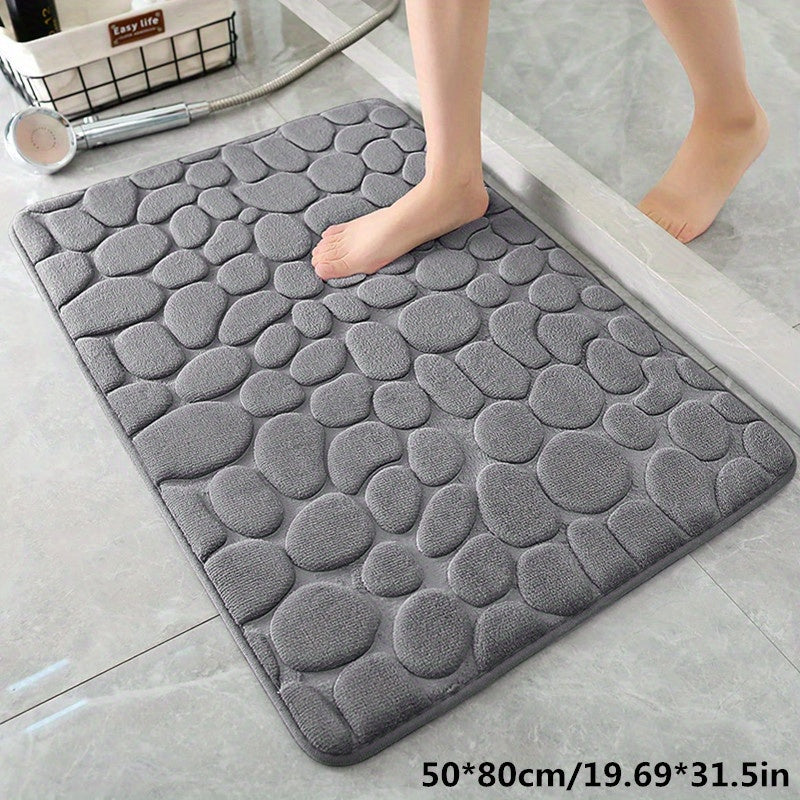Alfombra de baño de espuma viscoelástica con patrón geométrico, antideslizante, absorbente, tejida plana, de poliéster, de 1.5 cm de grosor