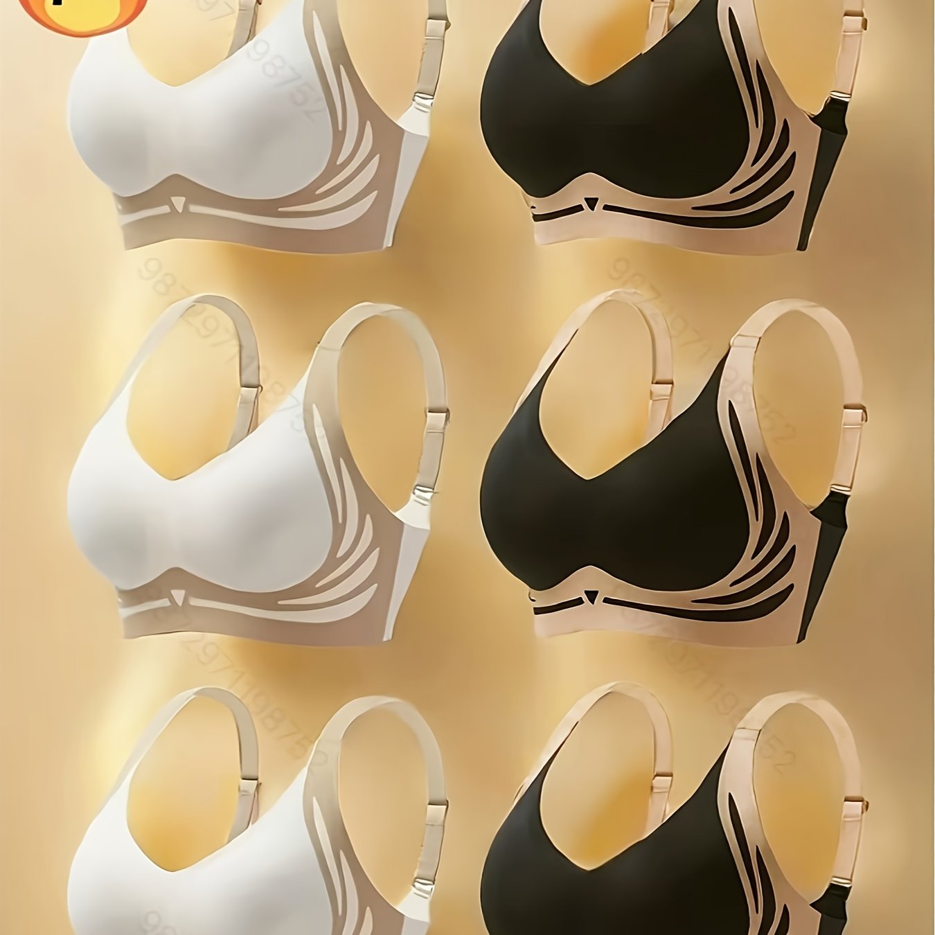 Women Seamless Sports Bras Pack Black White Adjustable Straps High Elasticity