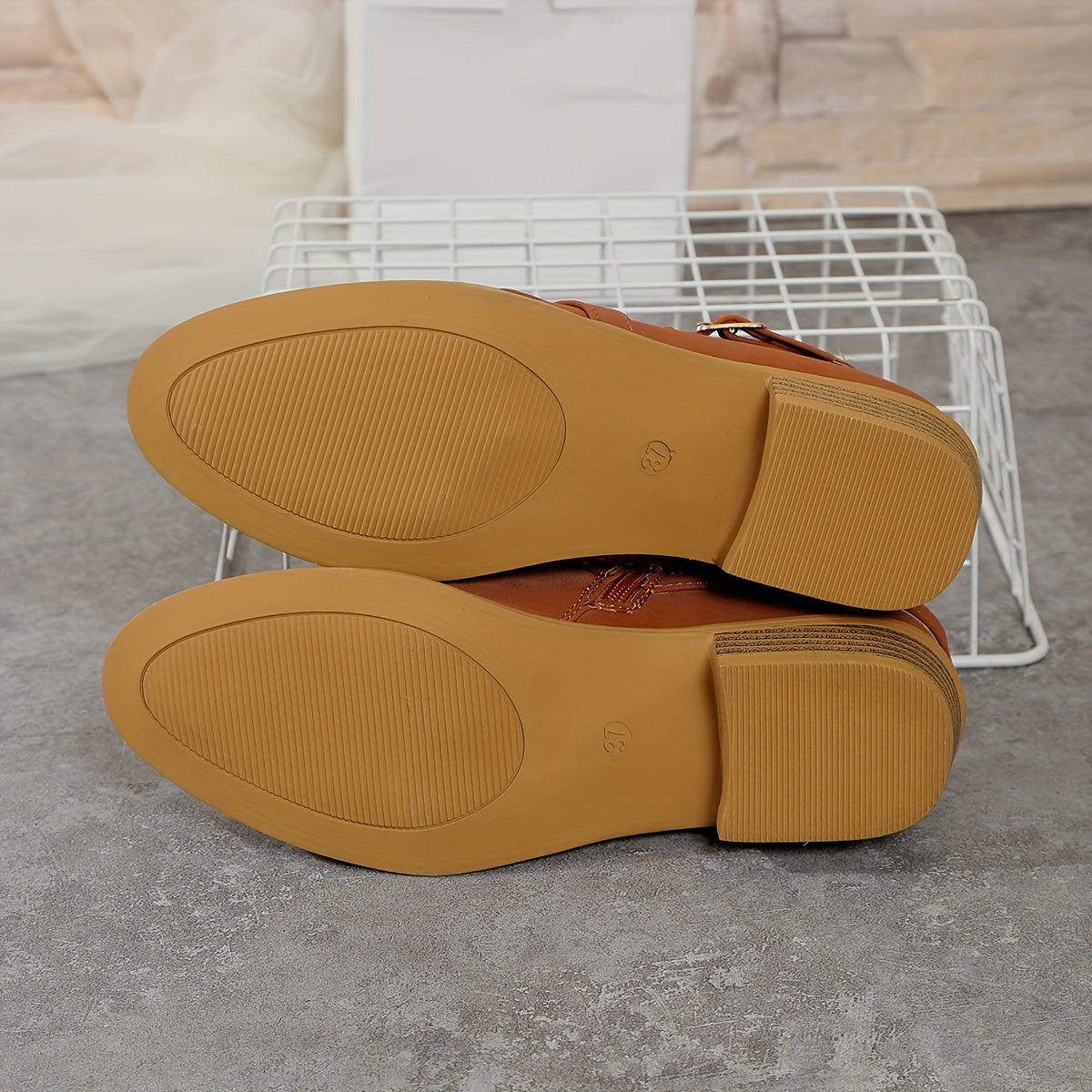 Women's Plus Size Lace-Up Ankle Boots Autumn Winter High-End Leather