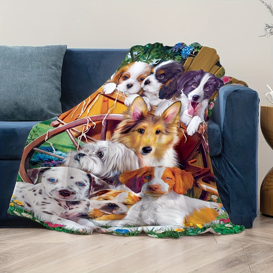 Animal Print Flannel Fleece Blanket Cozy All-Season Bed Throw Machine Washable Durable Polyester Versatile for Sofa Office Camping Travel