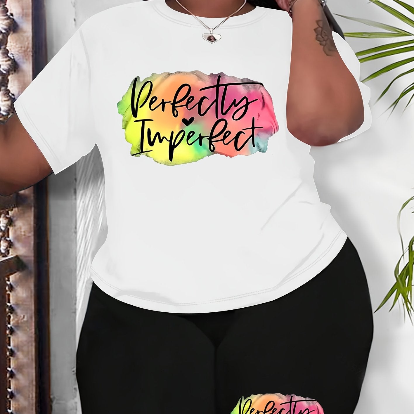 Plus Size Women's Tracksuit Set Short Sleeve Top High-Waisted Shorts Comfortable Spring Summer Fall